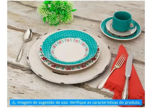 Jogo Aparelho De Jantar Chá Biona 20 Peças Ceramica - R$ 279,9