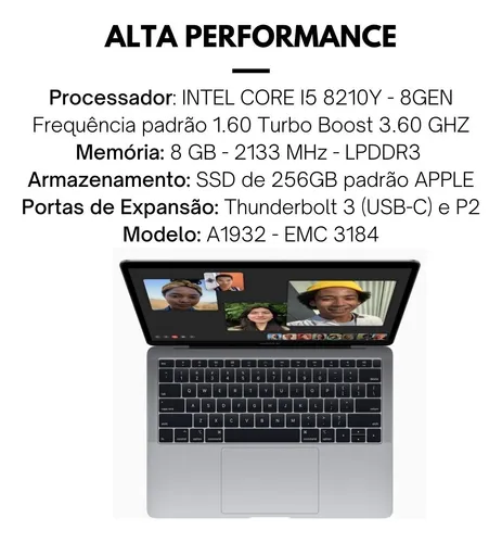Macbook Air A1932 I5 2018 Ssd 256gb 8gb Mem Tela Retina 13,3