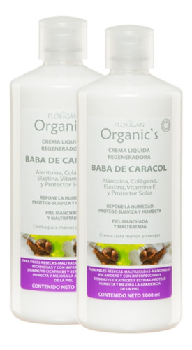 Crema Corporal Baba De Caracol Hidratante Florigan 1lt Pack2