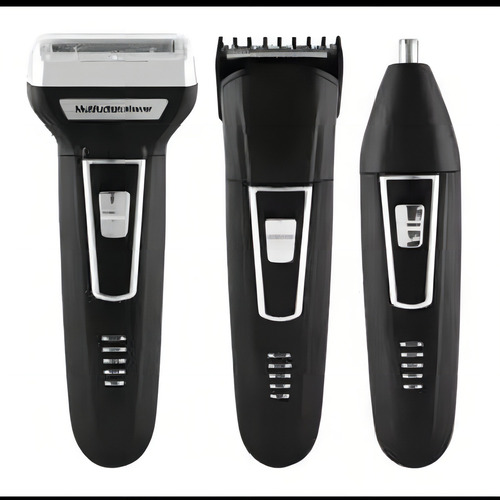 Aparador Barbeador Kemei 3 In1 Km 6558 + Óleo De Barba Cor Preto 127/220V