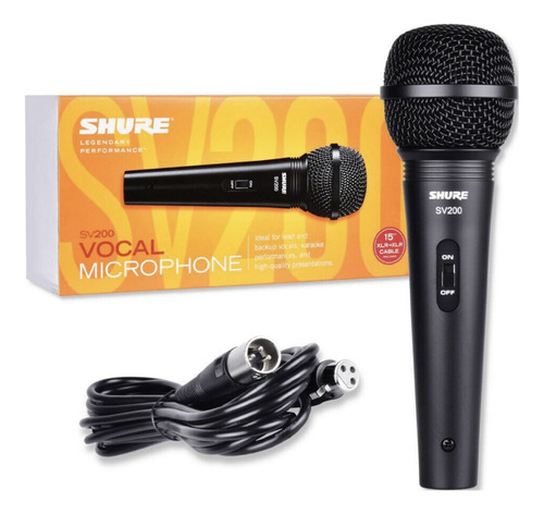 Micrófono Shure Sv200 Dinámico Para Voz Con Cable Y Switch