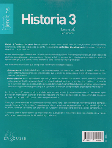 Historia 3: Cuaderno De Ejercicios Secundaria Nem Larousse