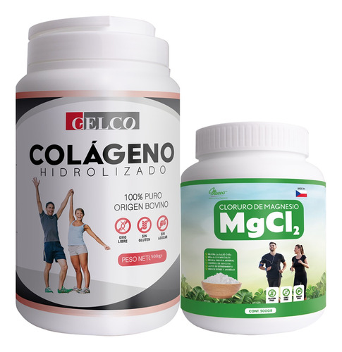 Colageno Hidrolizado Gelcox500 Grs +cloruro  Magnesio X500gr