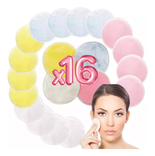 Almohadillas Desmaquillantes Microfibra Reutilizables 16pz