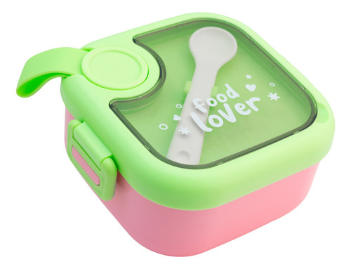 Contenedor Lunch Box Hermético Tapa Divisiones 5 Pzas 750 Ml Color Rosa/verde