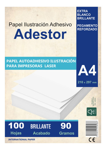 Papel Ilustración Autoadhesivo A4 Semi Gloss X100hj Adhesivo