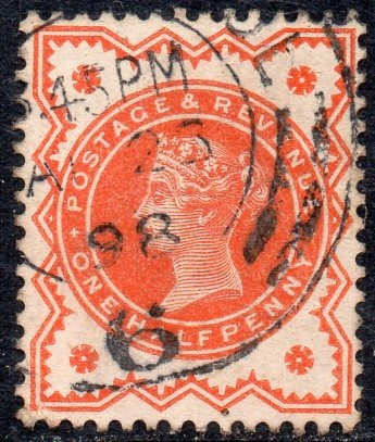 Reino Unido Sello Usado Reina Victoria X ½ P. Años 1887-00 