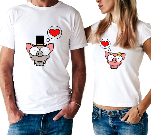 Remera Pareja Cerditos  Enamorados Amistad Amigo Amor Unisex