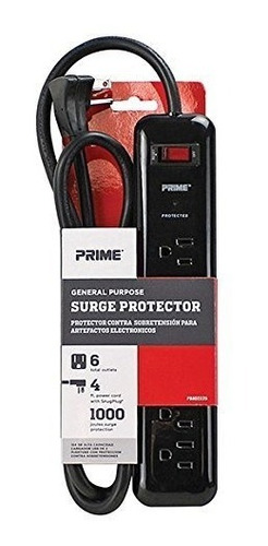 Prime Pb802225 6 Outlet 1000 Joule Surge Protector 4 Foot