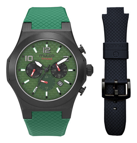 Reloj Hombre Mulco Mw-3-22810g-475 Titans Color de la correa Verde Color del bisel Negro Color del fondo Verde