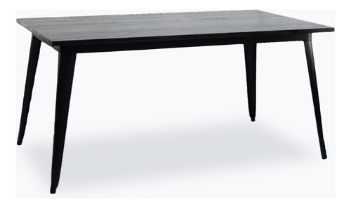 Mesa Tolix Cubierta De Madera 160x90x75 Cm Tapa Marrón