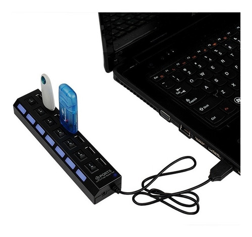 Imagem 6 de 10 de Hub De Usb 7 Portas 2.0 Hd Extensor High Speed Pen Drive Hd