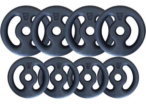 Kit 20kg Com Barras E Anilhas P/ Musculação Halter Roscas