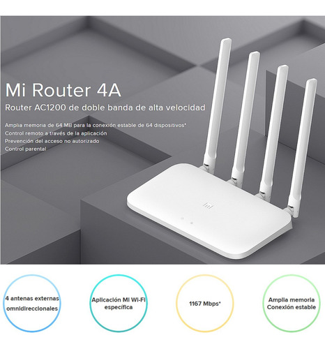 Xiaomi Mi 4a, Router Inalámbrico Wifi Dual Band Ac1200, 64mb