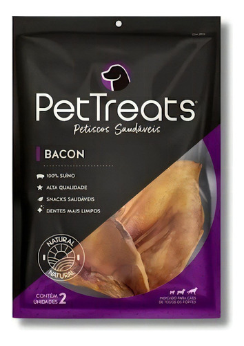 Pet Treats Bacon Orelha Suína - Mordedor Para Cães