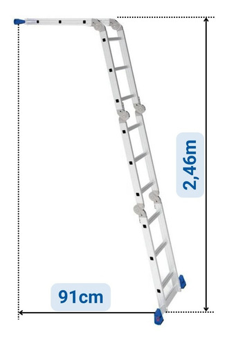 Escada Articulada 12degraus 4x3 C/plataforma Pedreiro Pintor Cor Alumínio
