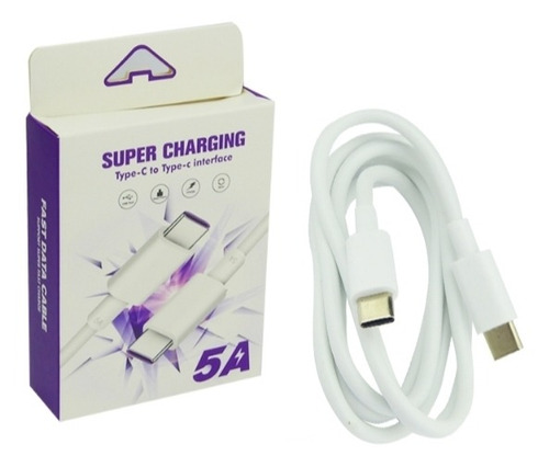 Cable Usb Type-c Macho-macho 100cm 5 Amp Para Carga Y Transf