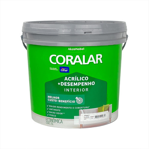 Tinta Coral Acrílica Antimofo Parede / Teto 15 Litros Branco