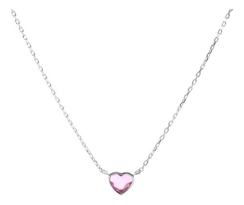 Collar De Plata 925 Corazón Cristal Swarovski® Elements Rosa