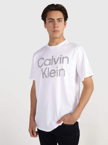 Playera Blanca De Hombre Con Logo Estampado De Calvin Klein