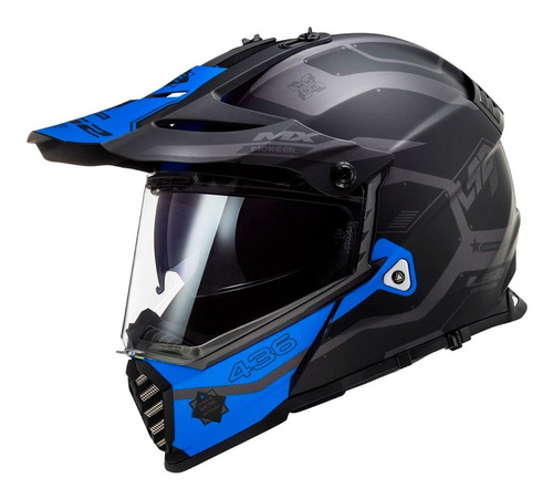 Casco Ls2 Mx436 Pioneer Evo Cobra Negro Azul Matte / (homol)