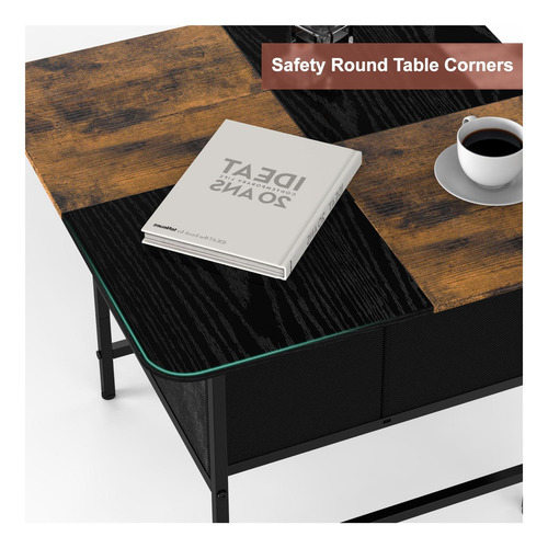 Mesa De Café Shinoske Square Con Esquinas Redondas, Mesa De