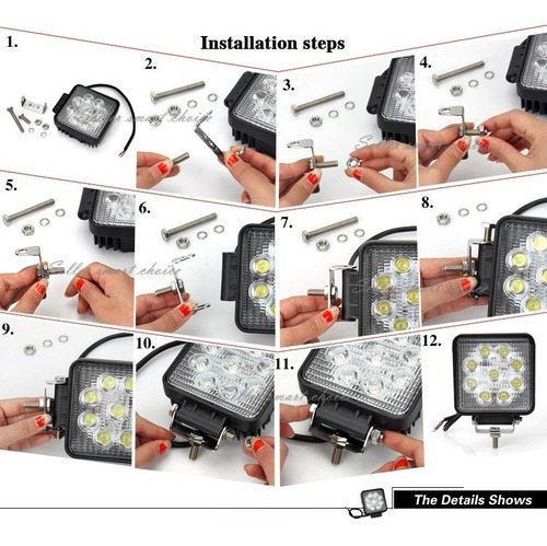 Imagen 7 de 8 de Faro Reflector Led 27w Mayor Disipador P/ 4x4 Cosechadoras