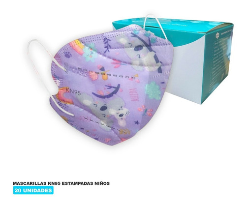 20 Uni - Mascarillas Kn95 Estampadas Niños - Koalas