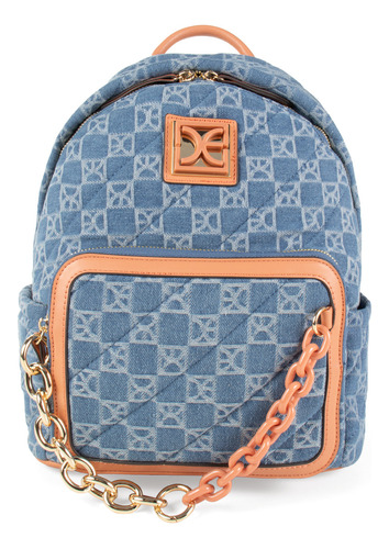 Mochila Cloe Para Mujer Mediana Textil Con Monedero Color Azul