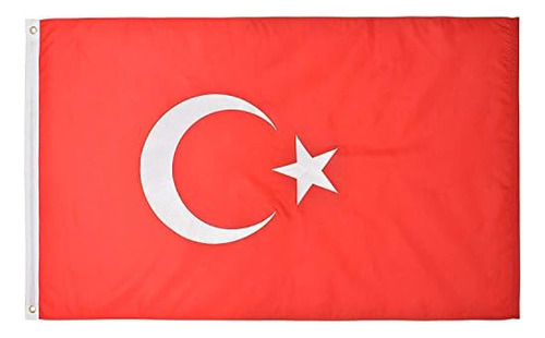 Bandera De Turquía 3' X 5' Ft De Nylon 210d Premium Bo...