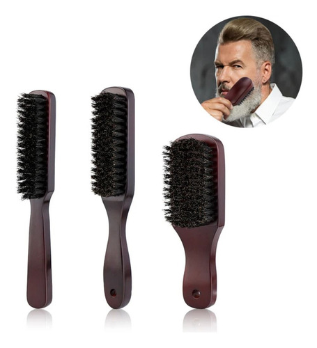 Escova De Barba Masculina Com Alça De Madeira E Cerdas De Ja