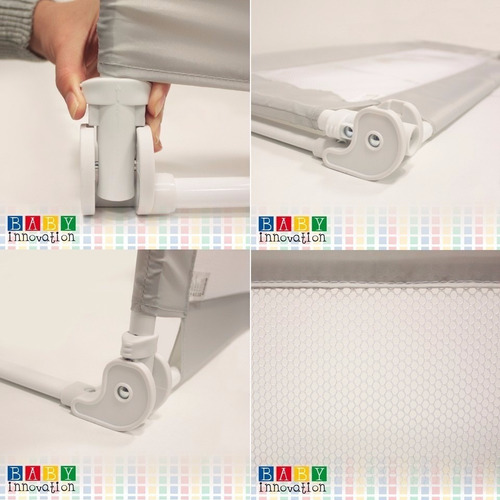 Baranda Cama Y Sommier Plegable Baby Innovation Seguridad Color Gris Tela