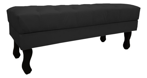 Puf Recamier Baú Luis Xv Capitonê 1,00m Suede Preto