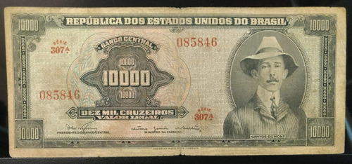 Rara Cédula De Cr$ 10.000,00 Santos Dumont Original