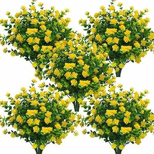 Flores Artificiales Para Exterior 10 Paquetes Amarillo Euc.
