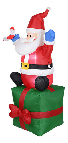 Papá Noel Inflable Gigante Sentado En La Caja De Regalo