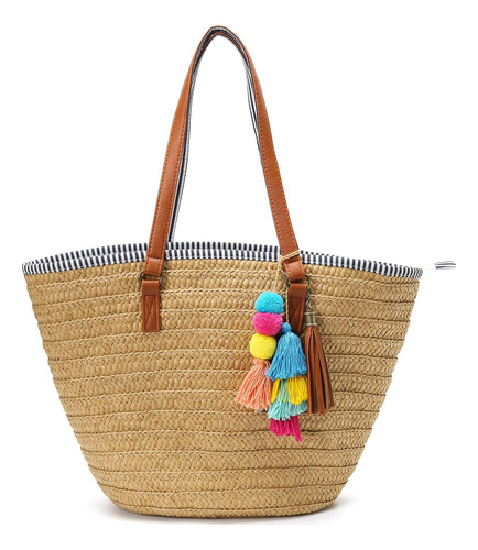 Bolsos De Playa Epsion Straw, Con Borlas, Holgados, Bolsos D