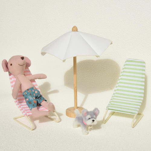 3x 1:12 Escala Silla De Muñeca Playa Y Verde Rosado