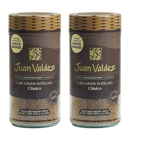 2 Café Liofilizado Juan Valdez X 190g Cl - g a $197