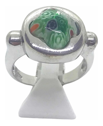 Anillo De Plata Con Cristal De Murano