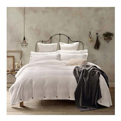 Doffapd Funda Nórdica Rey, Algodón Lavado Duvet Cover Set - 