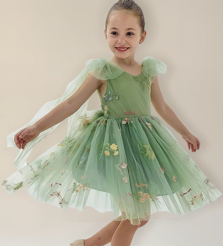 Vestido Fiesta Infantil Cumpleaños Bordado Princesa Hadas