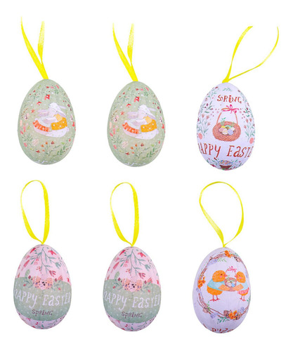 6x Adornos De Huevos De Pascua Colgantes Huevos De Estilo B