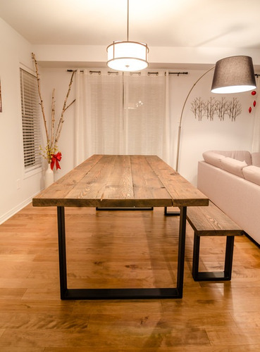 Mesa De Comedor Hierro Y Madera Pino Maritimo Unicos