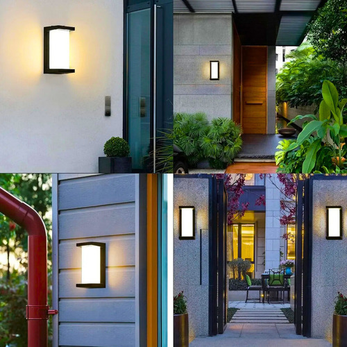 Lámpara Luces Led Pared Impermeable Para Exteriores Moderno Negro