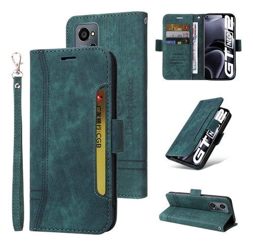 Sjk Funda De Cuero Verde Para La Versión Realme Gt Neo2 5g