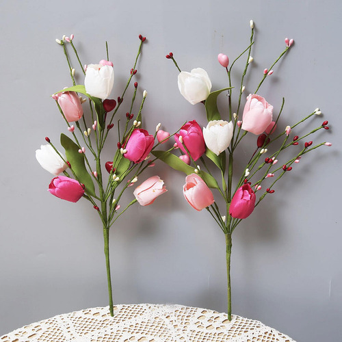5 Piezas De Ramas De Flores De Tulipán Artificiales, Ramo
