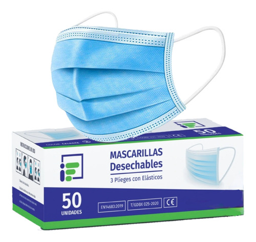 Mascarilla Quirurgica Desechable 50 Unidades Certificada