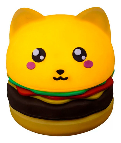 Luminaria Abajur Mesa Hamburgatinho Hamburger Gatinho Kawaii Cor da estrutura Bege