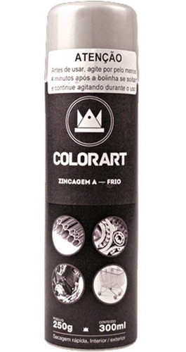 Tinta Zincagem A Frio Spray Colorart 300ml - Evita Corrosao